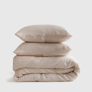 Quince European Linen Beige Striped Duvet Cover Set